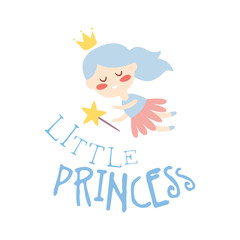 Little princess label, colorful hand drawn vector Illustration