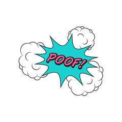 Comics style speech bubble POOF! on white
