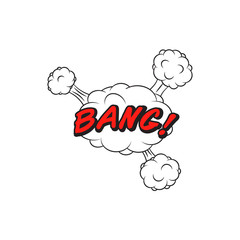 Comics style speech bubble BANG! on white