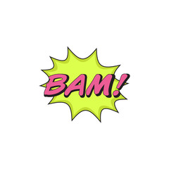 Comics style speech bubble BAM! on white
