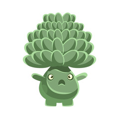 Cute cactus with frightened face. Cartoon vector Illustration