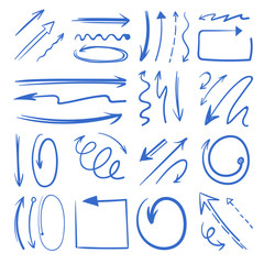 Different doodle arrows set. Vector pictures isolate on white