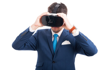 Fototapeta premium Successful lawyer enjoying 3d experience of reality