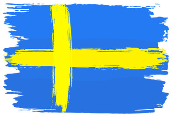 Flagge von Schweden mit Pinselstrichen gemalt 