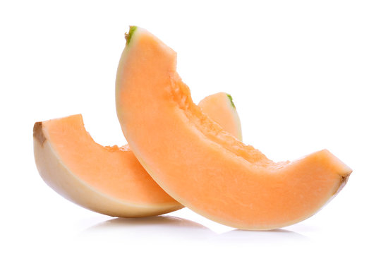 slice of honeydew melon(sunlady) isolated on white background