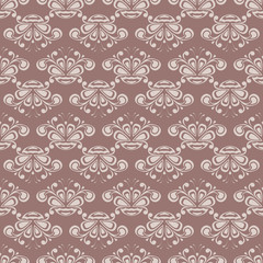 Brown seamless pattern. Floral abstract background