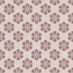 Brown seamless pattern. Floral abstract background