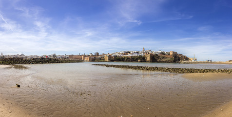 View of Kasbah of the Udayas and ancient Medina in Rabat from the harbor in Sale.