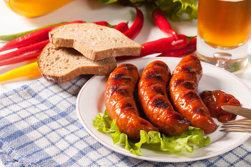 Grilled sausage.