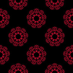 Seamless pattern with flower element. Red and black abstract wallpaper