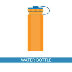 Water bottle vector icon for camping, sport, hiking, fishing, outdoor activities. Isolated on white background, flat style.