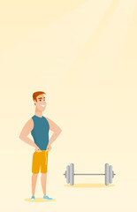 Obraz na płótnie Canvas Man measuring waist vector illustration.