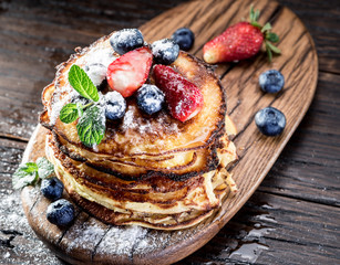 Pancakes with fresh berries.