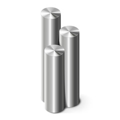 Metal cylinders on white