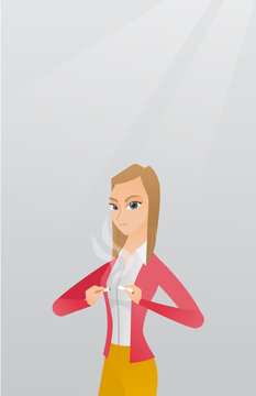 Young woman quitting smoking vector illustration.