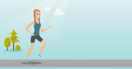 Young woman running vector illustration.