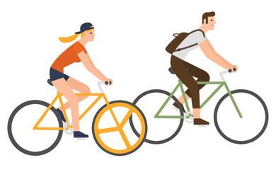 Fototapeta na wymiar Flat design people riding bicycle