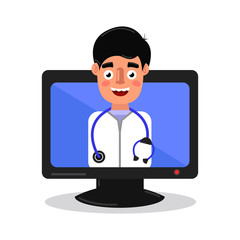 medical advice online doctors vector illustration flat icon.