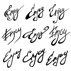 ENJOY calligraphy. Hand drawing lettering vector illustration