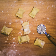 Man making ravioli, Italian cuisine and gluten-free