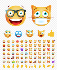 Set of Emoticons on White Background. Isolated Vector Illustration