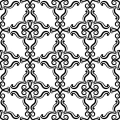 Floral vintage ornaments. Black and white seamless patterns for fabric and wallpaper