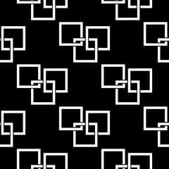 Geometric seamless pattern. Abstract background with square shape elements. Black and white background