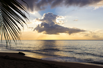 Sunset with cloud on island