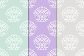 Floral vintage ornaments. Seamless patterns for fabric and wallpaper
