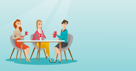 Group of women drinking hot and alcoholic drinks.