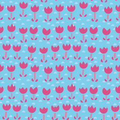 Cute flowers background. Seamless pattern.Vector. かわいい花のパターン