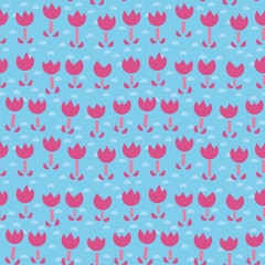 Cute flowers background. Seamless pattern.Vector. かわいい花のパターン