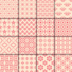 Floral and geometric seamless pattern. Red abstract backgrounds