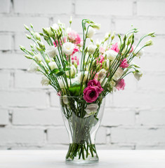 vase with fresh flowers close-up