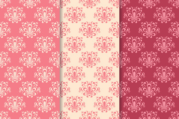 Floral vintage ornaments. Seamless patterns for fabric and wallpaper
