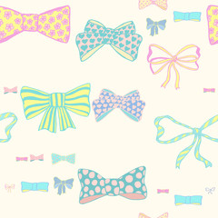 Seamless pattern with skerchy bows