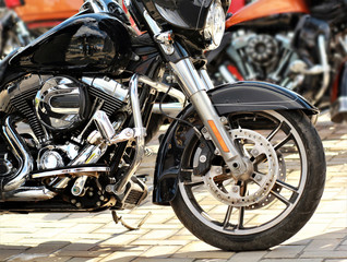 Fototapeta na wymiar Side view on part of a vintage motorbike