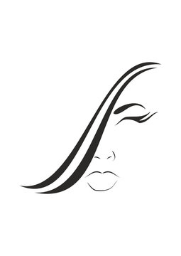 minimalist black and white woman face clip art preview