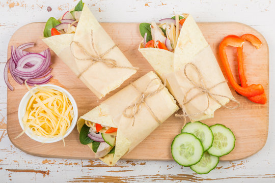 Tortilla Wrap With Chicken And Vegetables