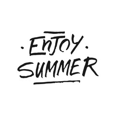 Fototapeta na wymiar Handwritten phrase Enjoy Summer. Hand drawn lettering. Calligraphic element for your design. Vector illustration.