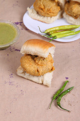 Indian special traditional fried food vada pav