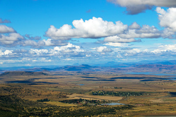 Golden Cold Dry Winter Landscape and Mountains