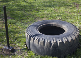 hammer and tire for sport