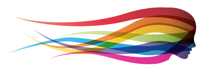 Vector banner girl fast in the wind, spa and hairdresser concept