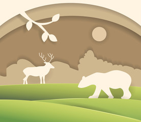 Silhouette of bear and moose