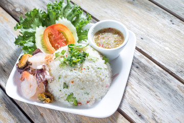 Delicious rice with seafood