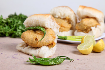 Indian special traditional fried food vada pav