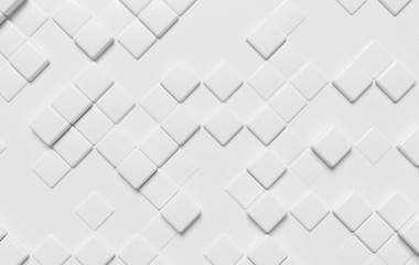 Abstract white wall with cubes 3d background