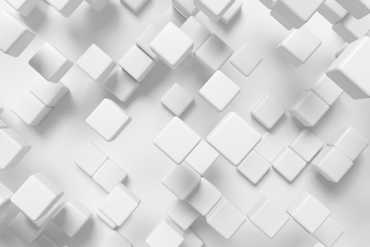 Abstract white cubes, 3d background © alexus
