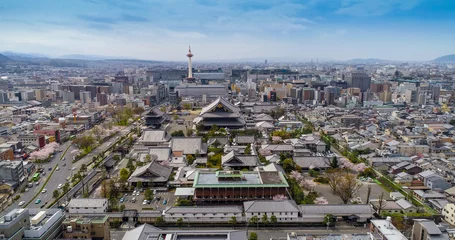 Washable wall murals Kyoto Kyoto skyline with Kyoto Tower and Buddhist Temple